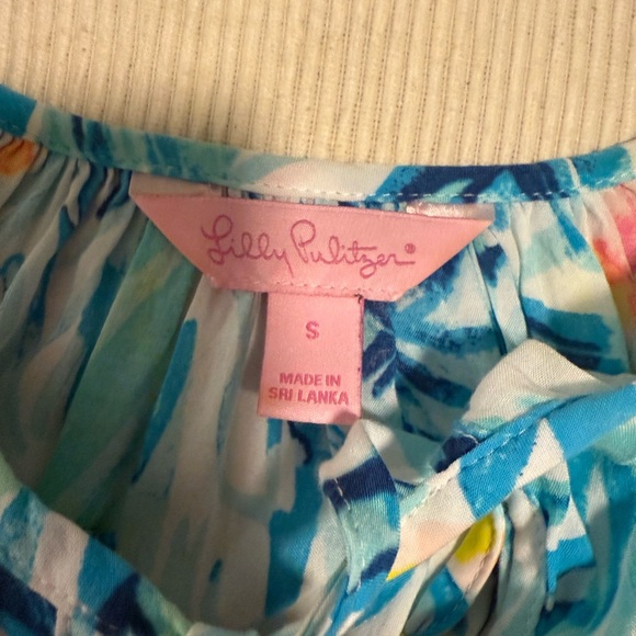 Lilly Pulitzer Blue Long Sleeve Tie Front Blouse - Picture 3 of 7